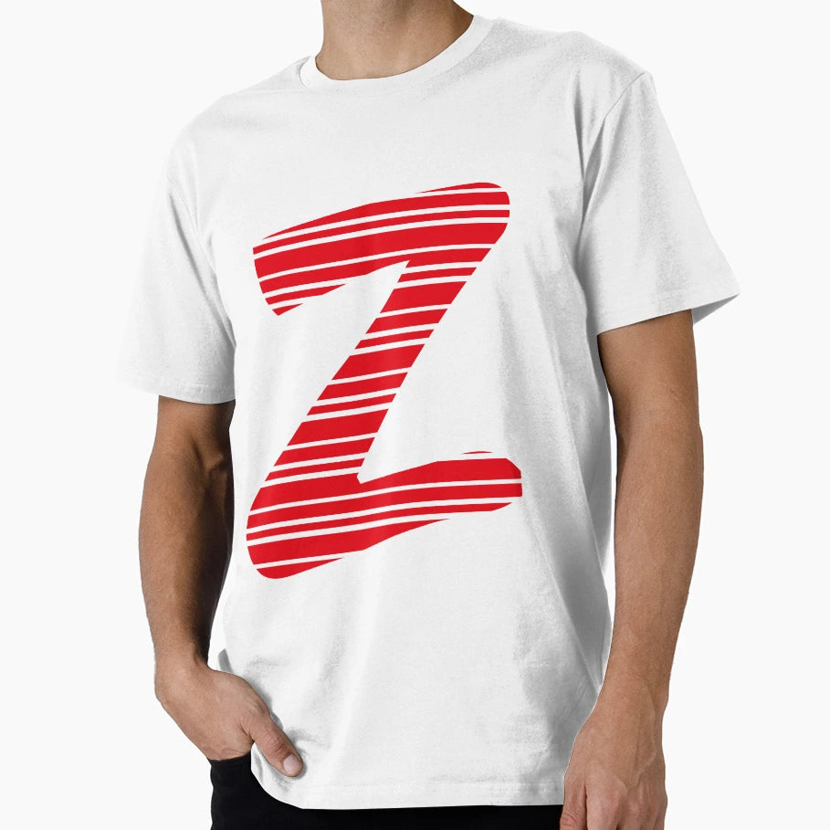 Monogram Letter Z Red Stripe T-Shirt - Unique Graphic Unisex - T-Shirt, Sweatshirt, Hoodie