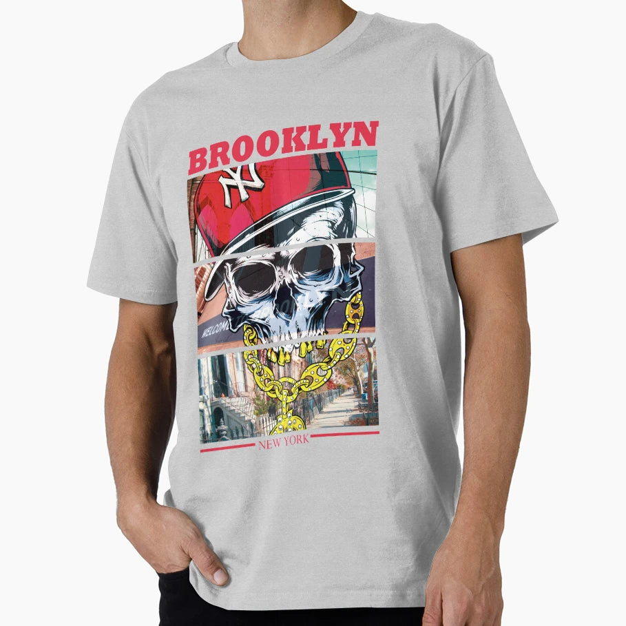 Brooklyn Skull T-Shirt - Minimalist Print Men Women - T-Shirt, Sweatshirt, Hoodie