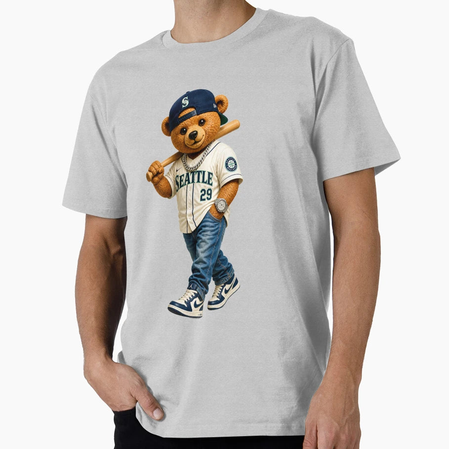 Seattle Baseball Bear Teddy Bear T-Shirt - Casual Everyday Wear Unisex - T-Shirt, Sweatshirt, Hoodie