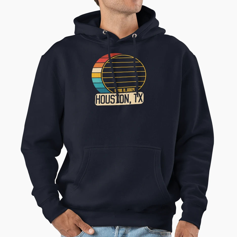 Total Solar Eclipse Texas Houston Hoodie - Aesthetic Graphic Men Women - T-Shirt, Sweatshirt, Hoodie
