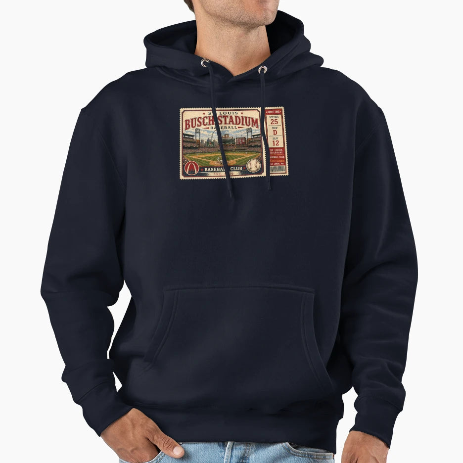 St Louis Baseball Ticket Stub Busch Stadium Hoodie - Graphic Print Unisex - T-Shirt, Sweatshirt, Hoodie