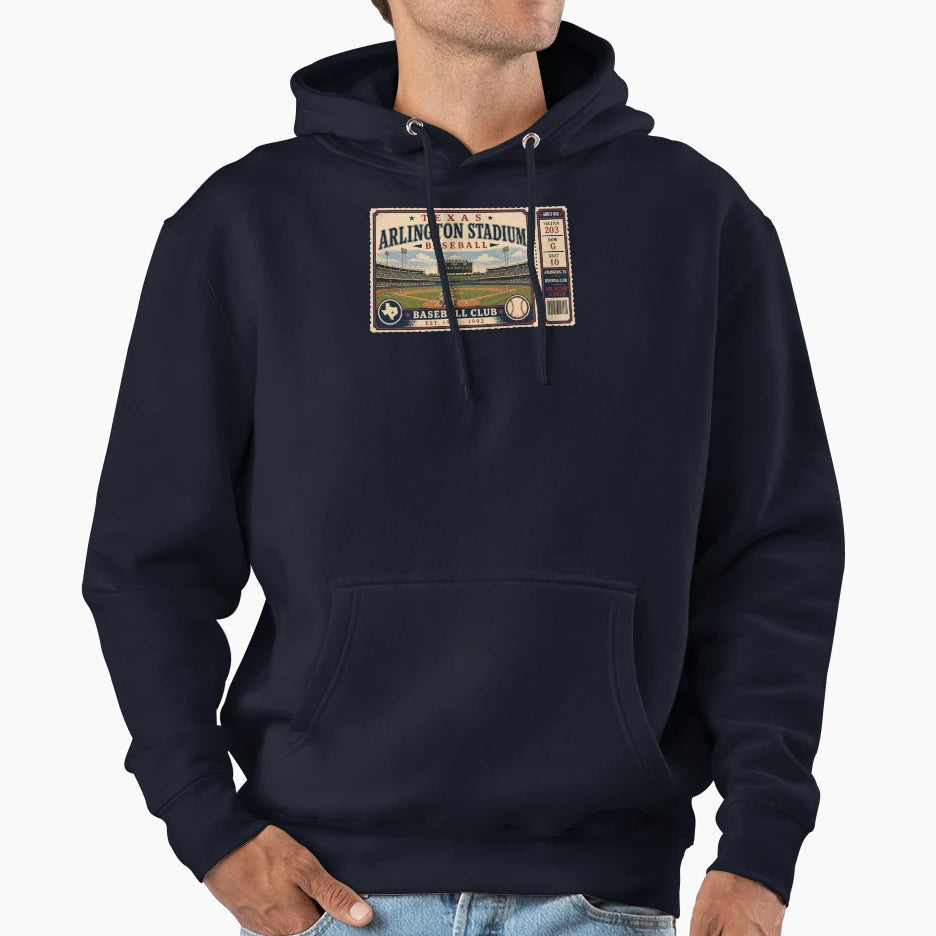 Texas Baseball Ticket Stub Hoodie - Casual Everyday Wear for Adults - T-Shirt, Sweatshirt, Hoodie