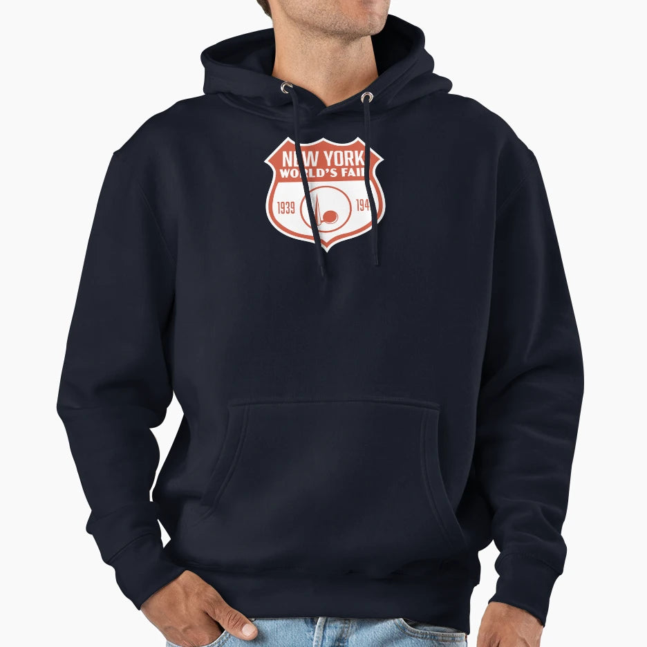 1939 40 New York Worlds Fair Shield Hoodie - Graphic Print for Adults - T-Shirt, Sweatshirt, Hoodie