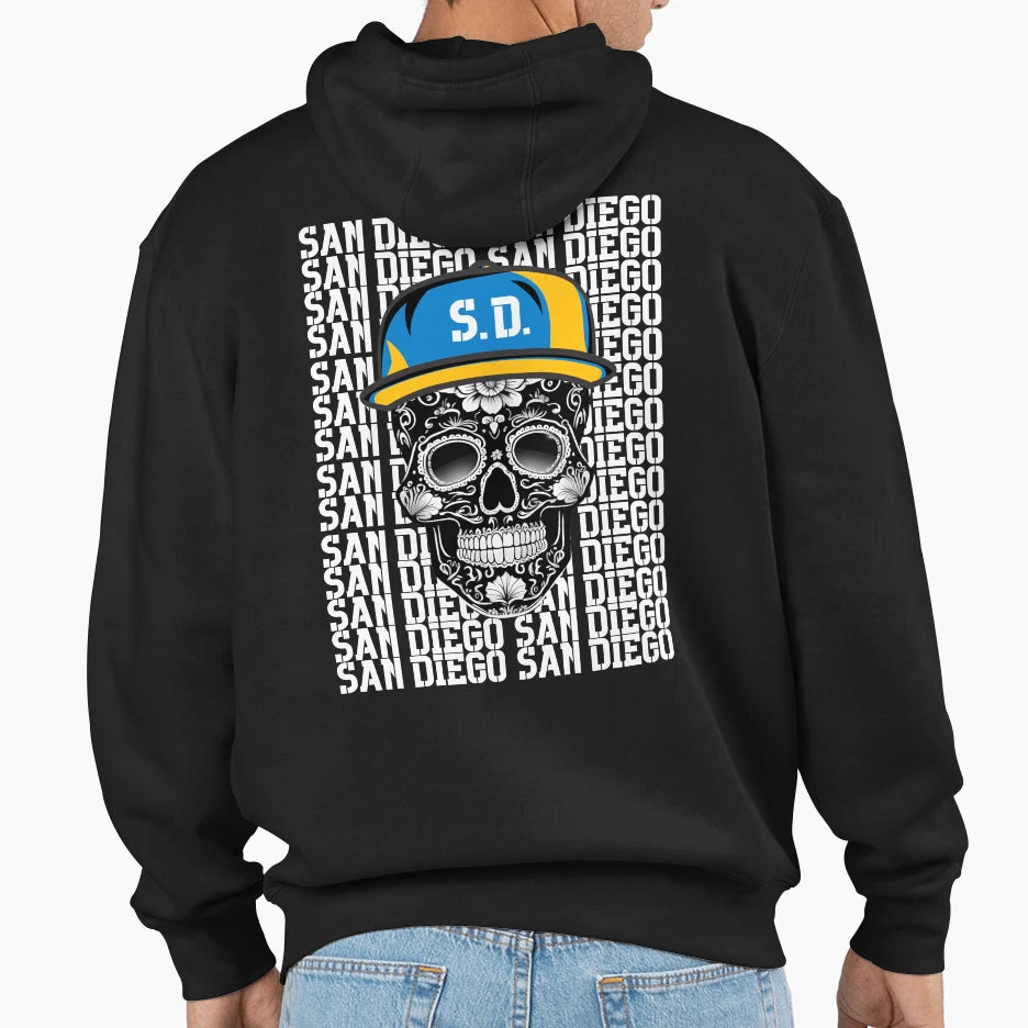 San Diego Sugar Skull Baseball Hat Hoodie - Novelty Apparel Men Women - T-Shirt, Sweatshirt, Hoodie