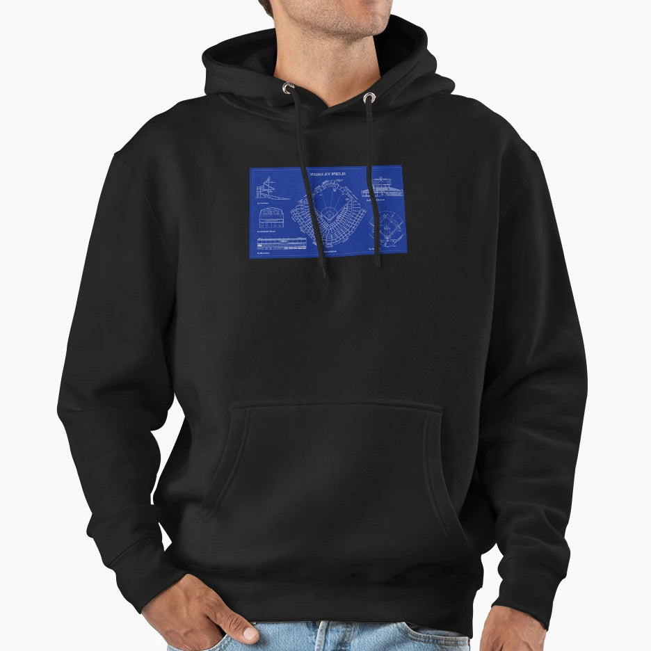 Wrigley Field Blueprint Hoodie - Unique Graphic Unisex - T-Shirt, Sweatshirt, Hoodie