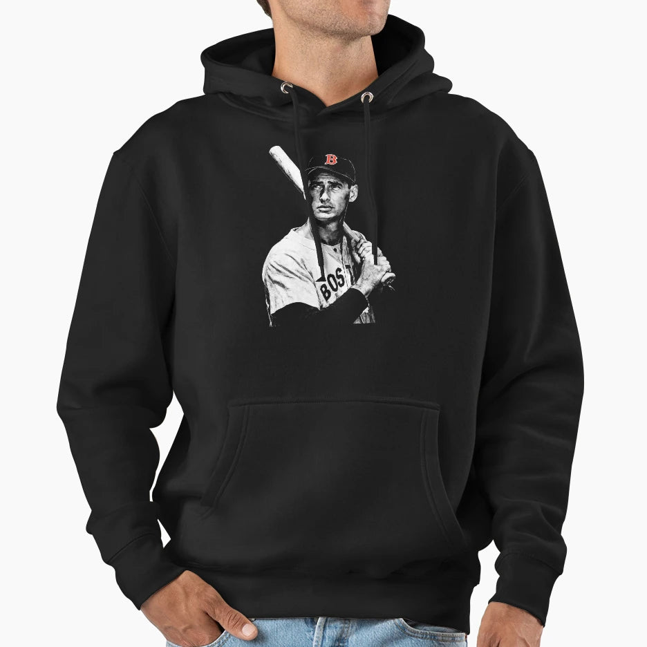 Ted Williams Baseball Legend Portrait Hoodie - Unique Graphic for Adults - T-Shirt, Sweatshirt, Hoodie