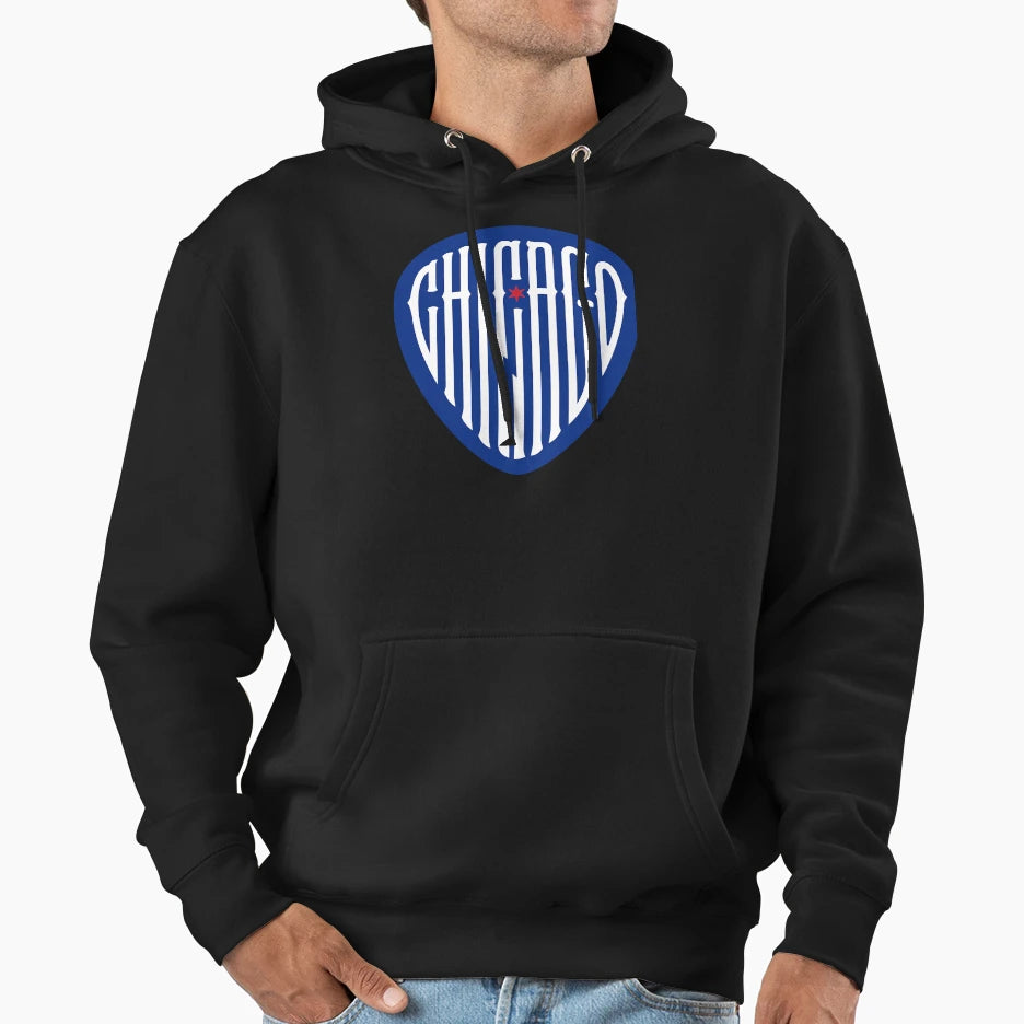 Chicago Blues Guitar Pick Hoodie - Aesthetic Graphic for Adults - T-Shirt, Sweatshirt, Hoodie