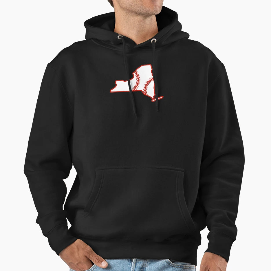 New York State Outline Baseball Stitch Hoodie - Streetwear Style Men Women - T-Shirt, Sweatshirt, Hoodie