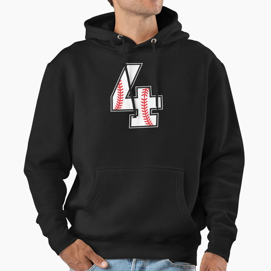 Baseball Number 4 Hoodie - Minimalist Print Unisex - T-Shirt, Sweatshirt, Hoodie