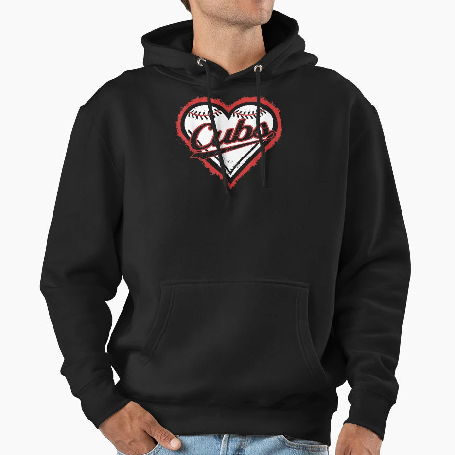 Heart Throwbacks Cubs Hoodie - Graphic Print Unisex - T-Shirt, Sweatshirt, Hoodie