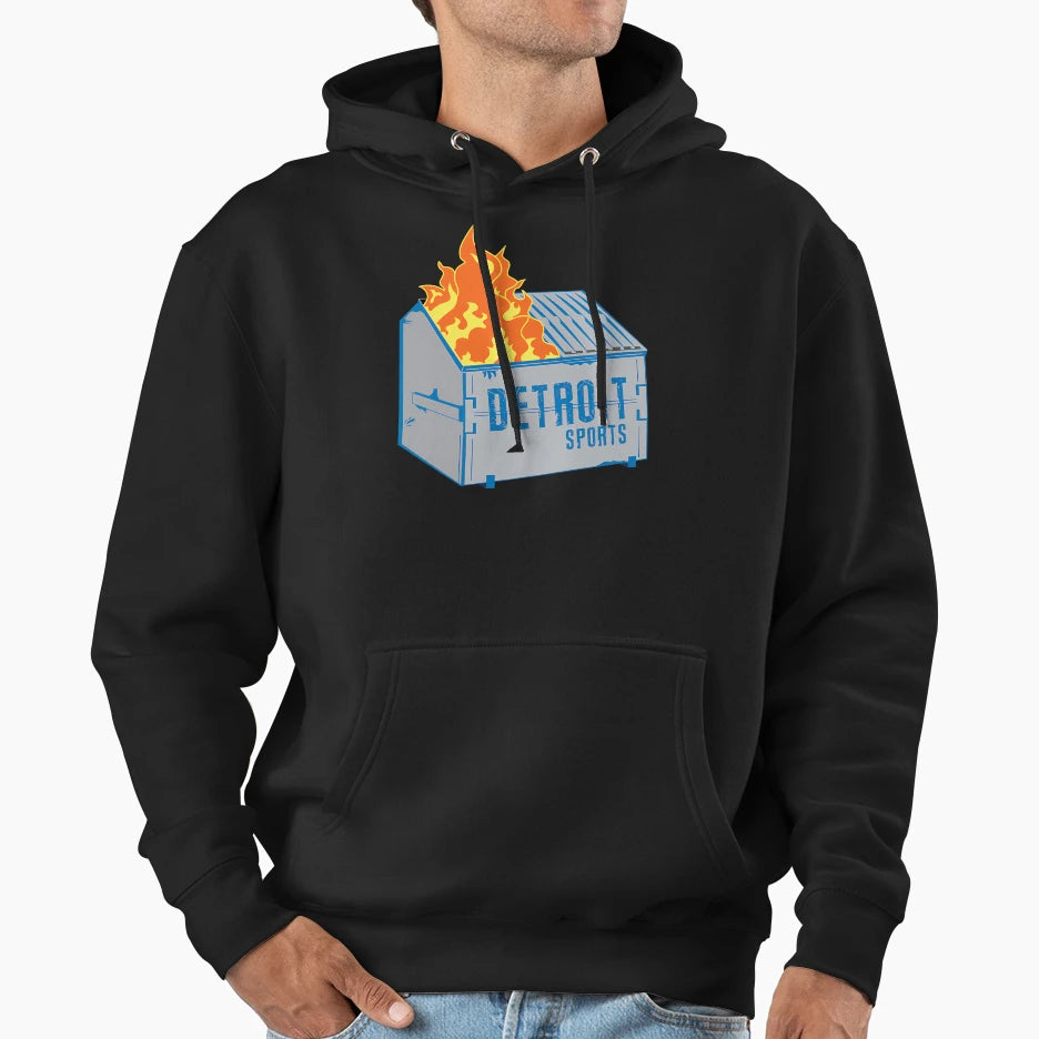 Detroit Sports Dumpster Fire Hoodie - Aesthetic Graphic Unisex - T-Shirt, Sweatshirt, Hoodie