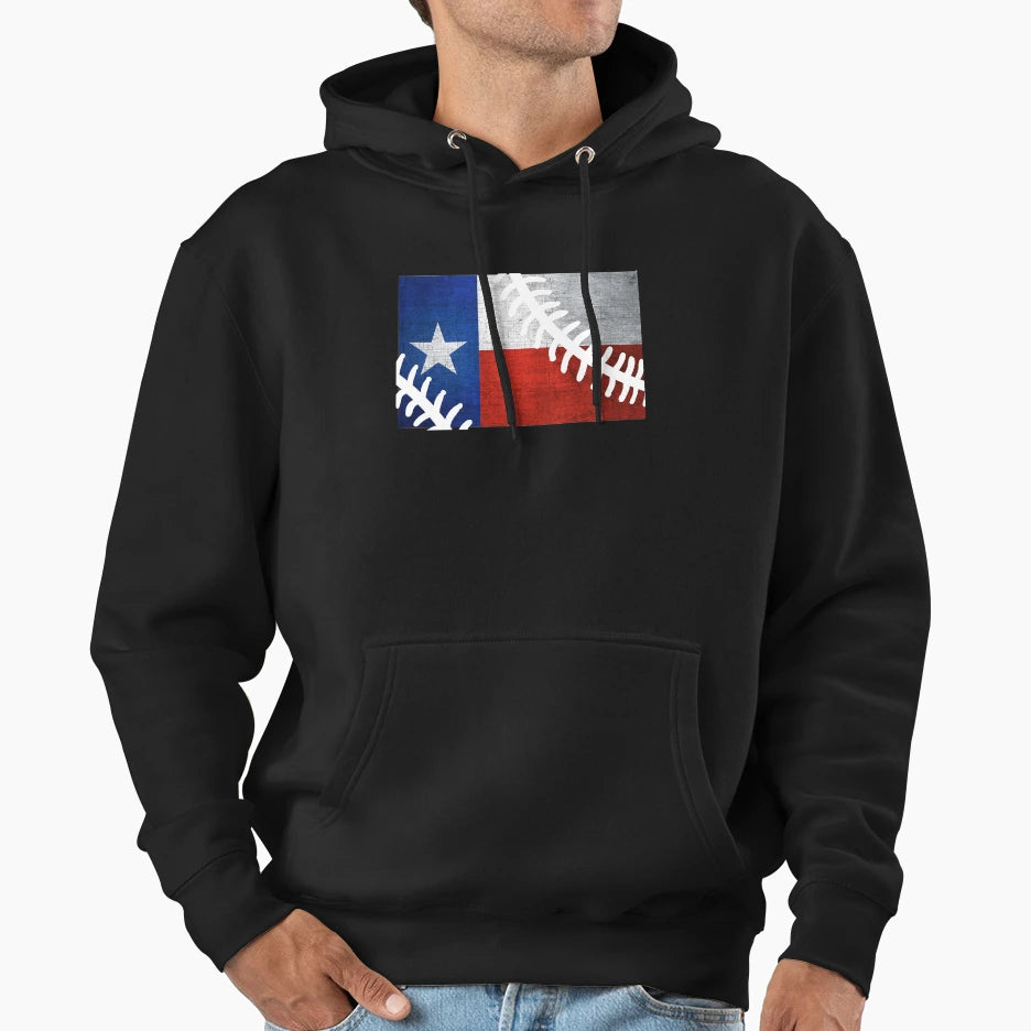 Texas Baseball Flag Hoodie - Trendy Graphic Men Women - T-Shirt, Sweatshirt, Hoodie