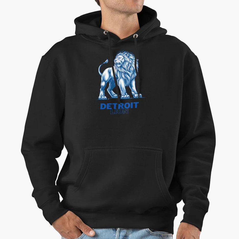 Detroit Lion Majestic Blue Pride Hoodie - Aesthetic Graphic Unisex - T-Shirt, Sweatshirt, Hoodie