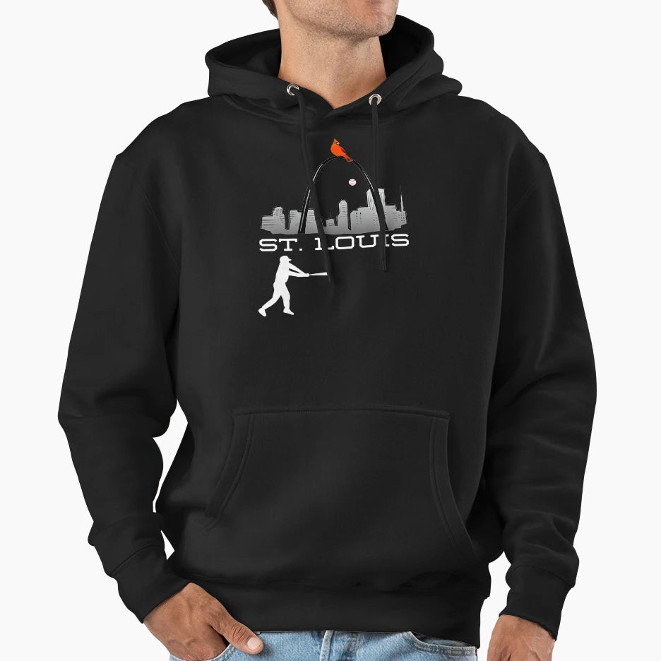 Saint Louis Cardinal Rouge Skyline Hoodie - Aesthetic Graphic Men Women - T-Shirt, Sweatshirt, Hoodie