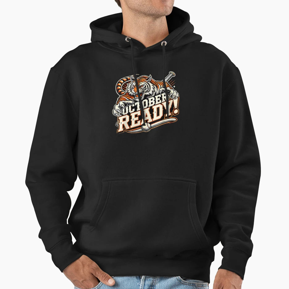 October Ready Baseball Tiger Fan Hoodie - Minimalist Print Men Women - T-Shirt, Sweatshirt, Hoodie