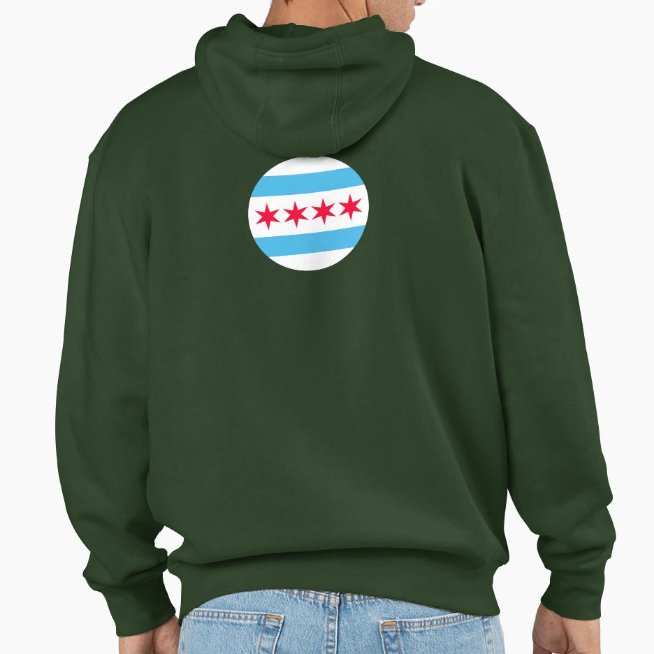 Chicago Flag Iconic Four Red Stars Hoodie - Minimalist Print Unisex - T-Shirt, Sweatshirt, Hoodie
