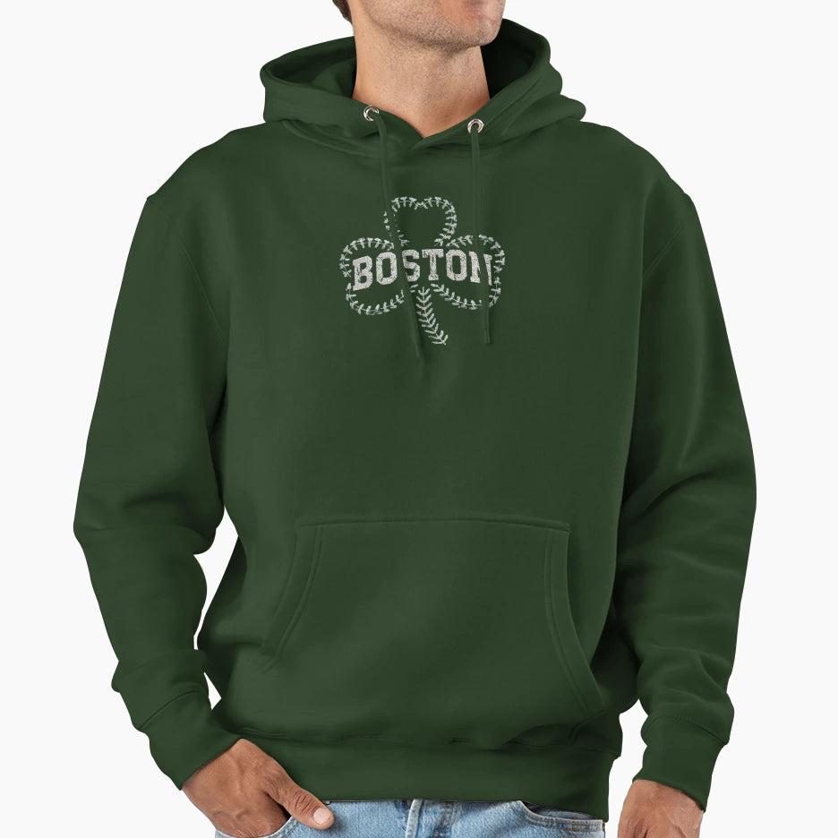 Boston Baseball Irish Shamrock St Hoodie - Custom Art Print for Adults - T-Shirt, Sweatshirt, Hoodie