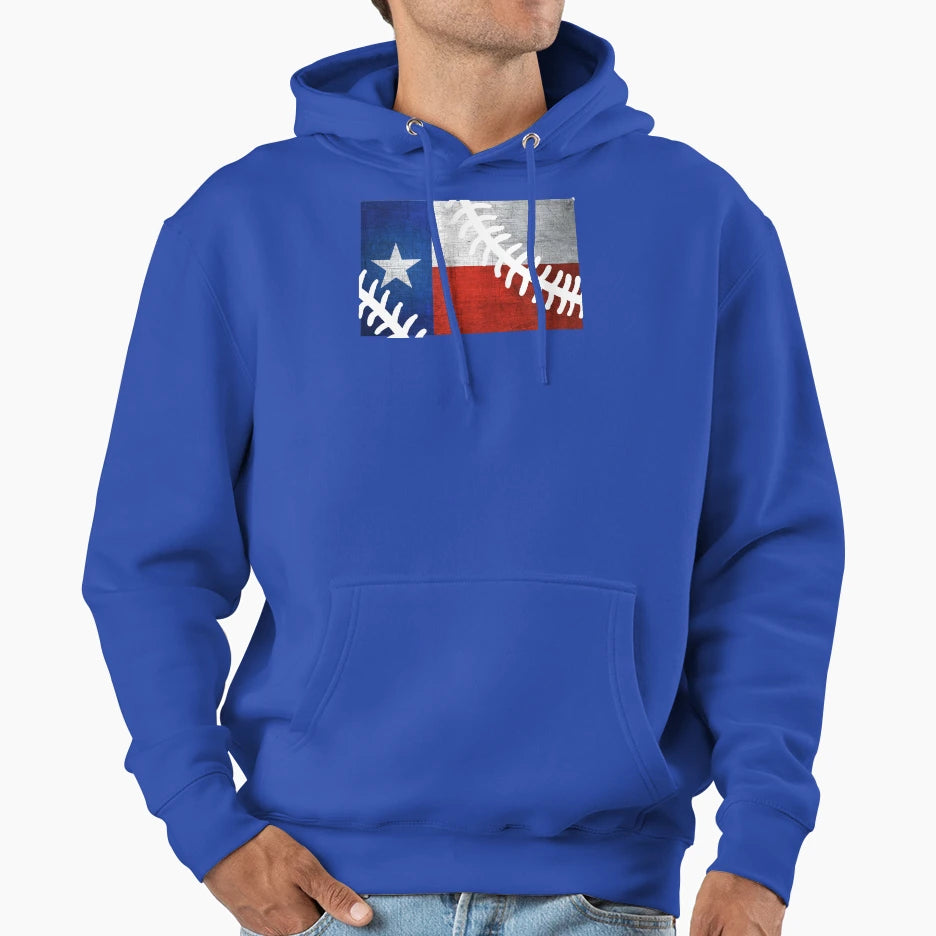 Texas Baseball Flag Hoodie - Casual Everyday Wear Men Women - T-Shirt, Sweatshirt, Hoodie