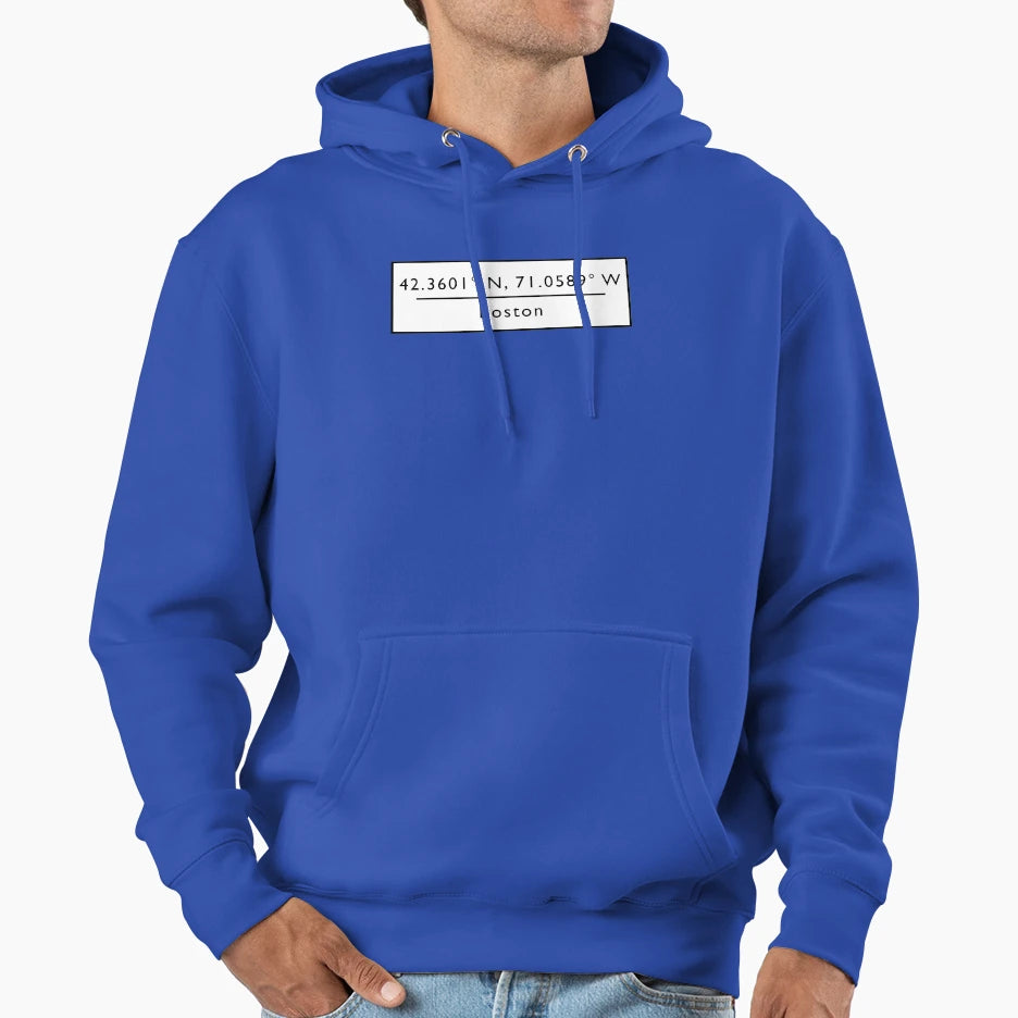 Boston Coordinates Hoodie - Minimalist Print Unisex - T-Shirt, Sweatshirt, Hoodie