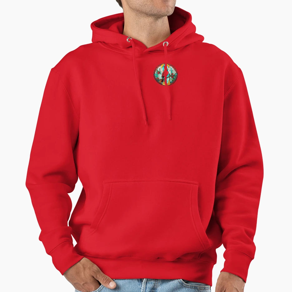 Stained Glass Cardinal Hoodie - Trendy Graphic Men Women - T-Shirt, Sweatshirt, Hoodie