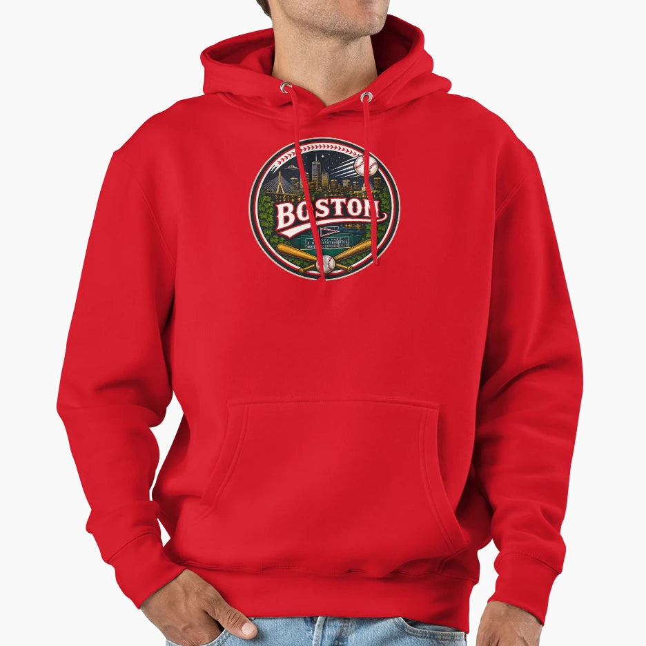 Boston Baseball Logo City Sports Fan Hoodie - Custom Art Print for Adults - T-Shirt, Sweatshirt, Hoodie