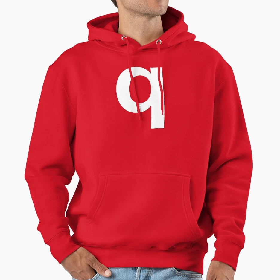 Q White Hoodie - Minimalist Print for Adults - T-Shirt, Sweatshirt, Hoodie