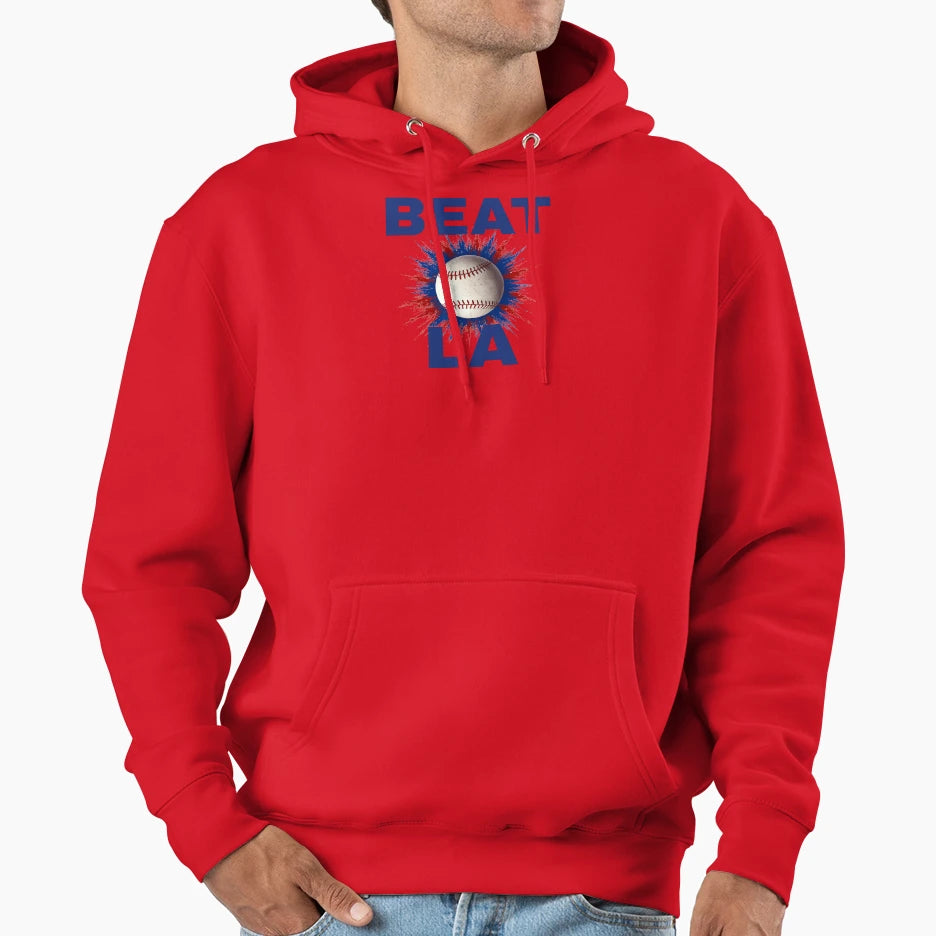 Beat La Usa Blue Text Hoodie - Streetwear Style Unisex - T-Shirt, Sweatshirt, Hoodie