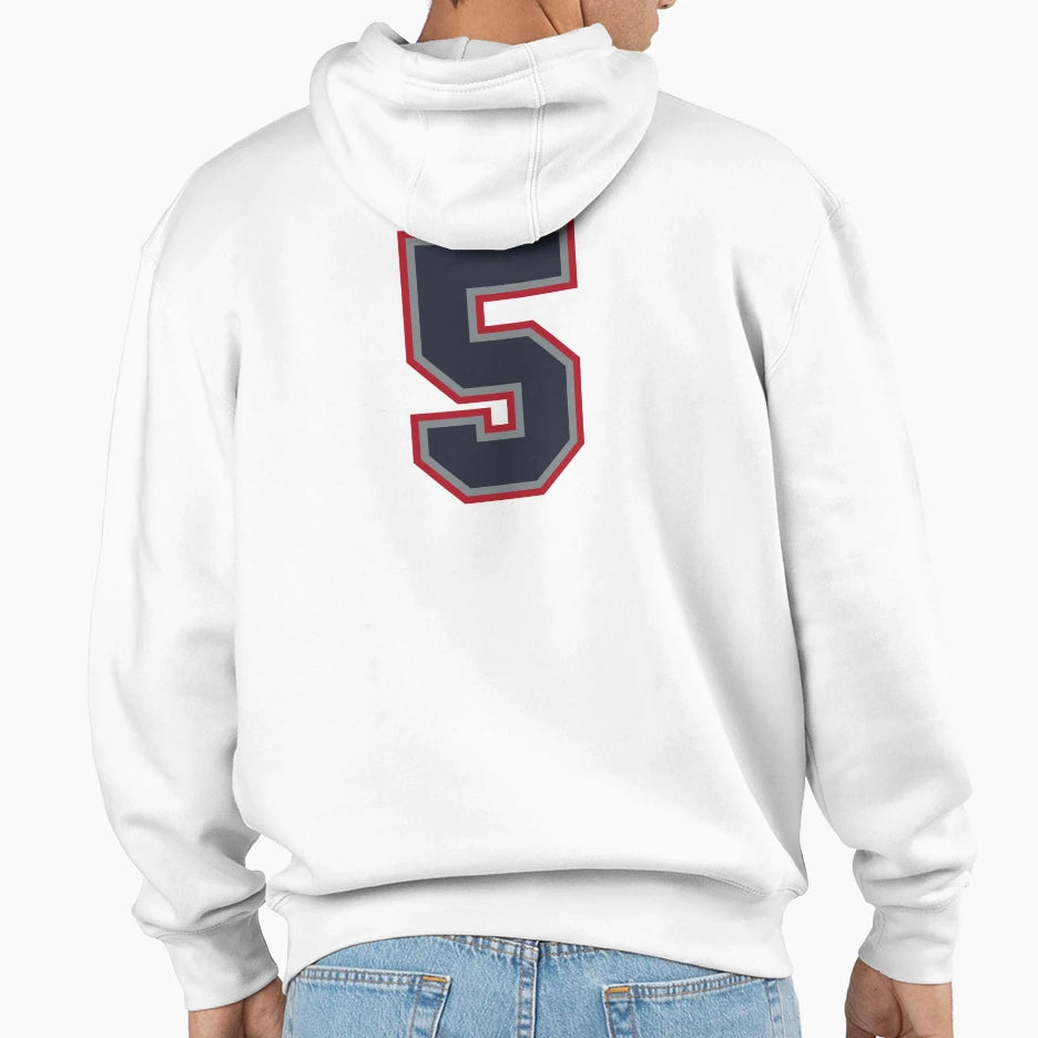 5 Navy Grey Red Sports Number Five Hoodie - Unique Graphic Unisex - T-Shirt, Sweatshirt, Hoodie