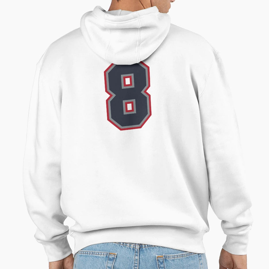8 Navy Grey Red Sports Number Eight Hoodie - Custom Art Print for Adults - T-Shirt, Sweatshirt, Hoodie
