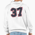 37 Navy Grey Red Sports Number Thirty Hoodie - Novelty Apparel for Adults - T-Shirt, Sweatshirt, Hoodie