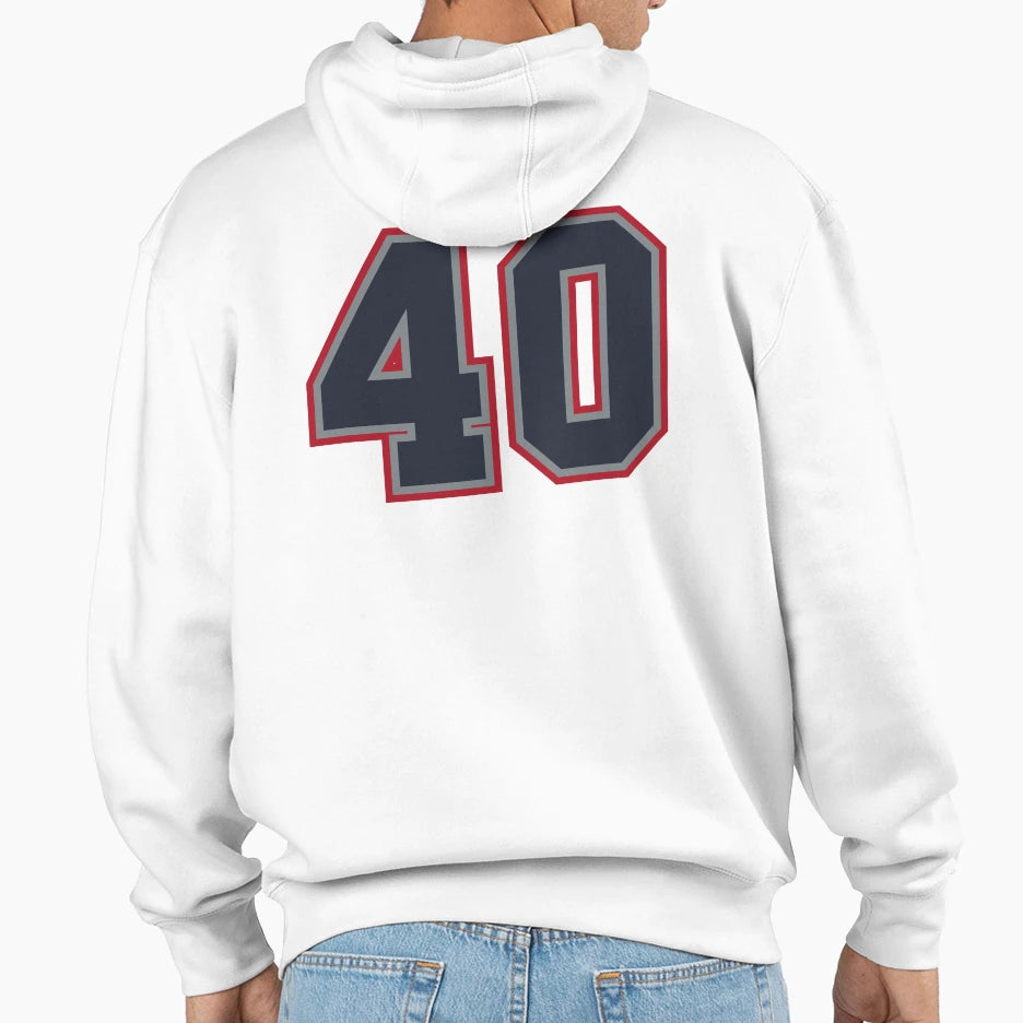 40 Navy Grey Red Sports Number Fourty Hoodie - Trendy Graphic for Adults - T-Shirt, Sweatshirt, Hoodie