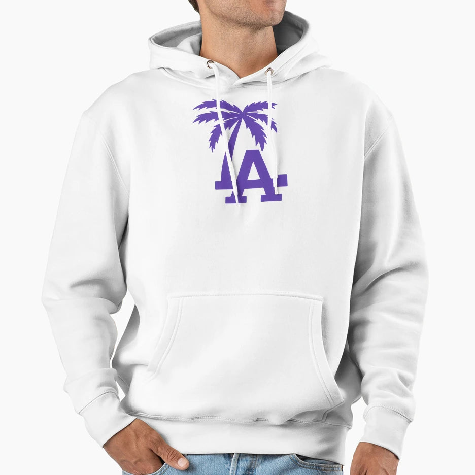Los Angeles Palm Icon Simple Purple Hoodie - Minimalist Print Men Women - T-Shirt, Sweatshirt, Hoodie