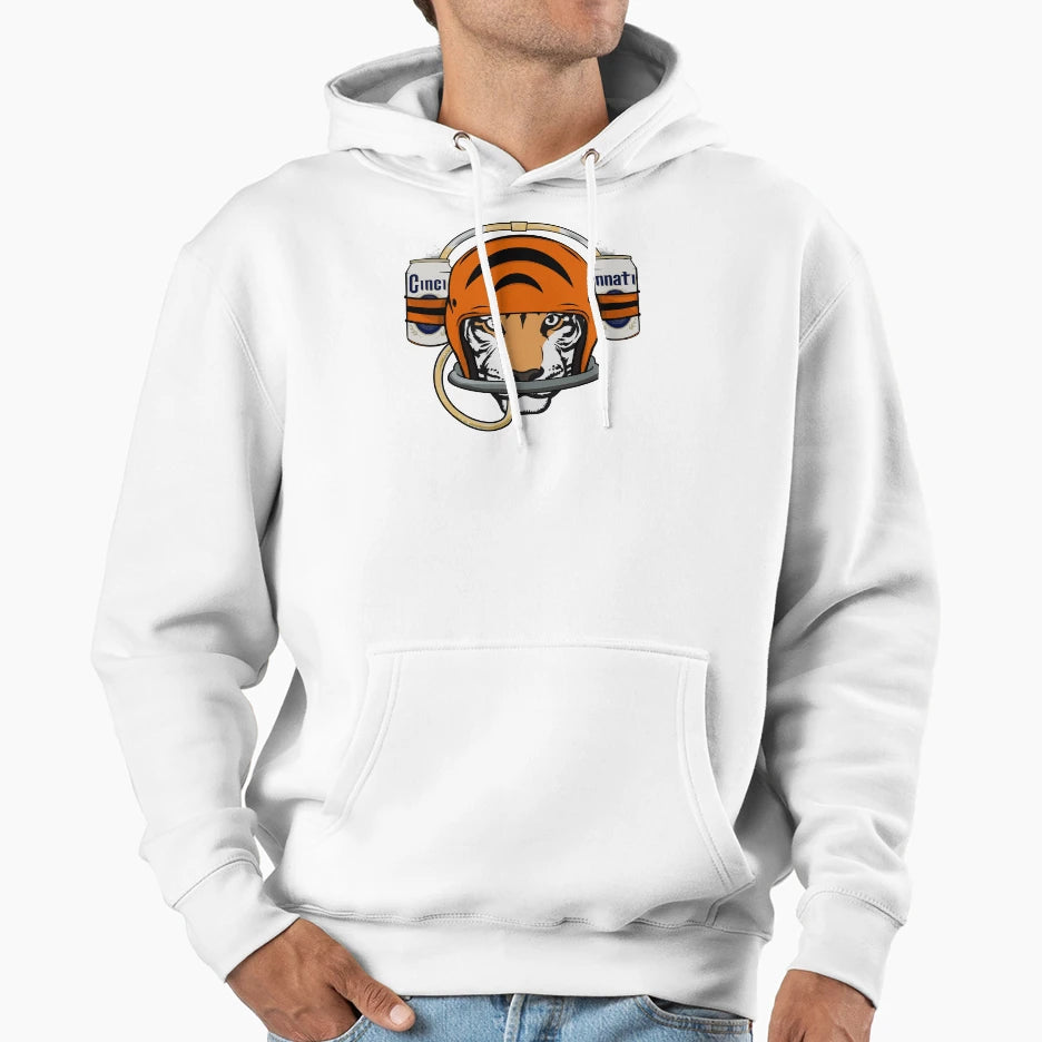 Cincinnati Football Beer Helmet Hoodie - Graphic Print Unisex - T-Shirt, Sweatshirt, Hoodie