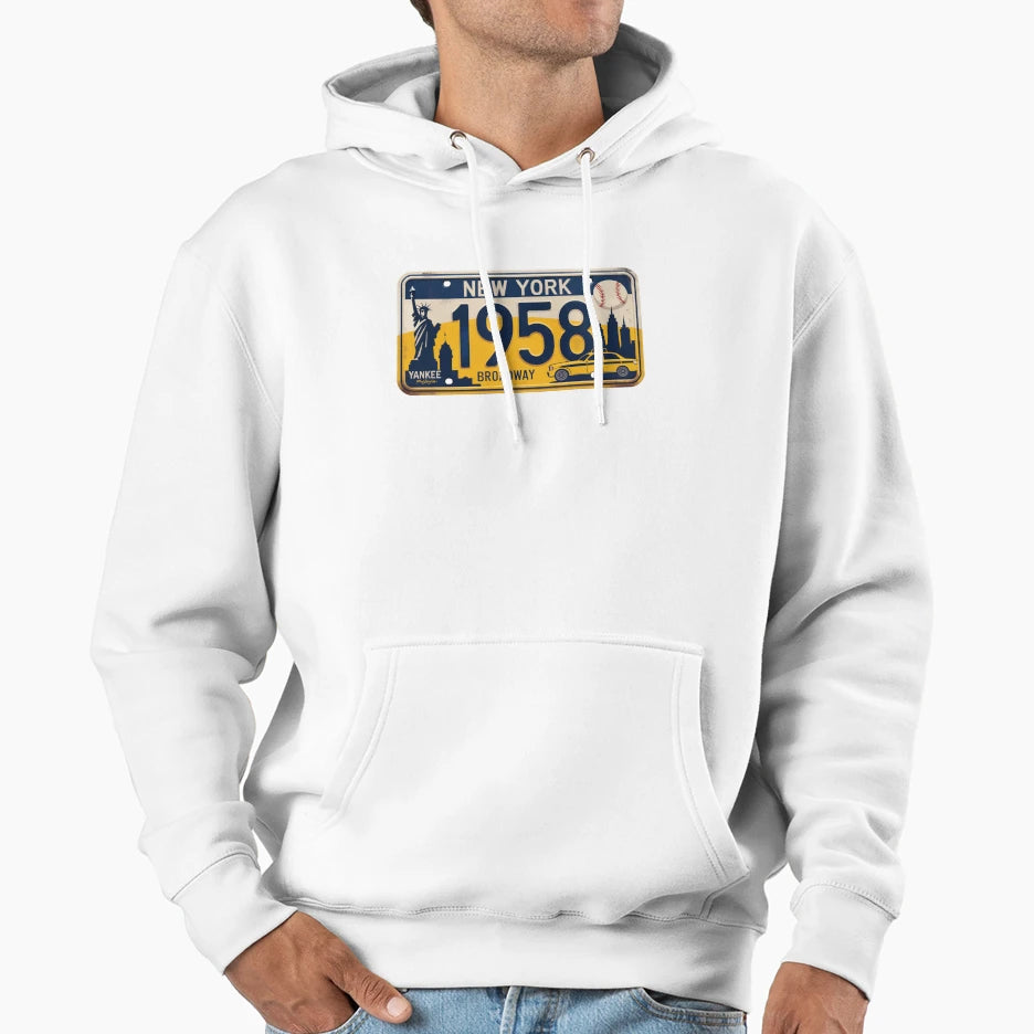 New York License Plate Hoodie - Graphic Print Men Women - T-Shirt, Sweatshirt, Hoodie
