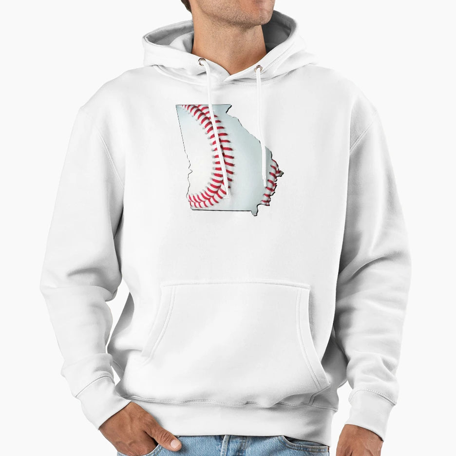 Georgia Usa Map Real Baseball Hoodie - Graphic Print Unisex - T-Shirt, Sweatshirt, Hoodie
