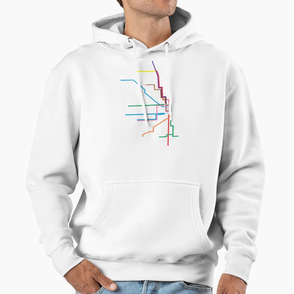 Chicago Transit Map Hoodie - Graphic Print Men Women - T-Shirt, Sweatshirt, Hoodie