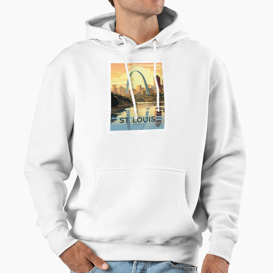 St Louis Travel Art Hoodie - Casual Everyday Wear Men Women - T-Shirt, Sweatshirt, Hoodie