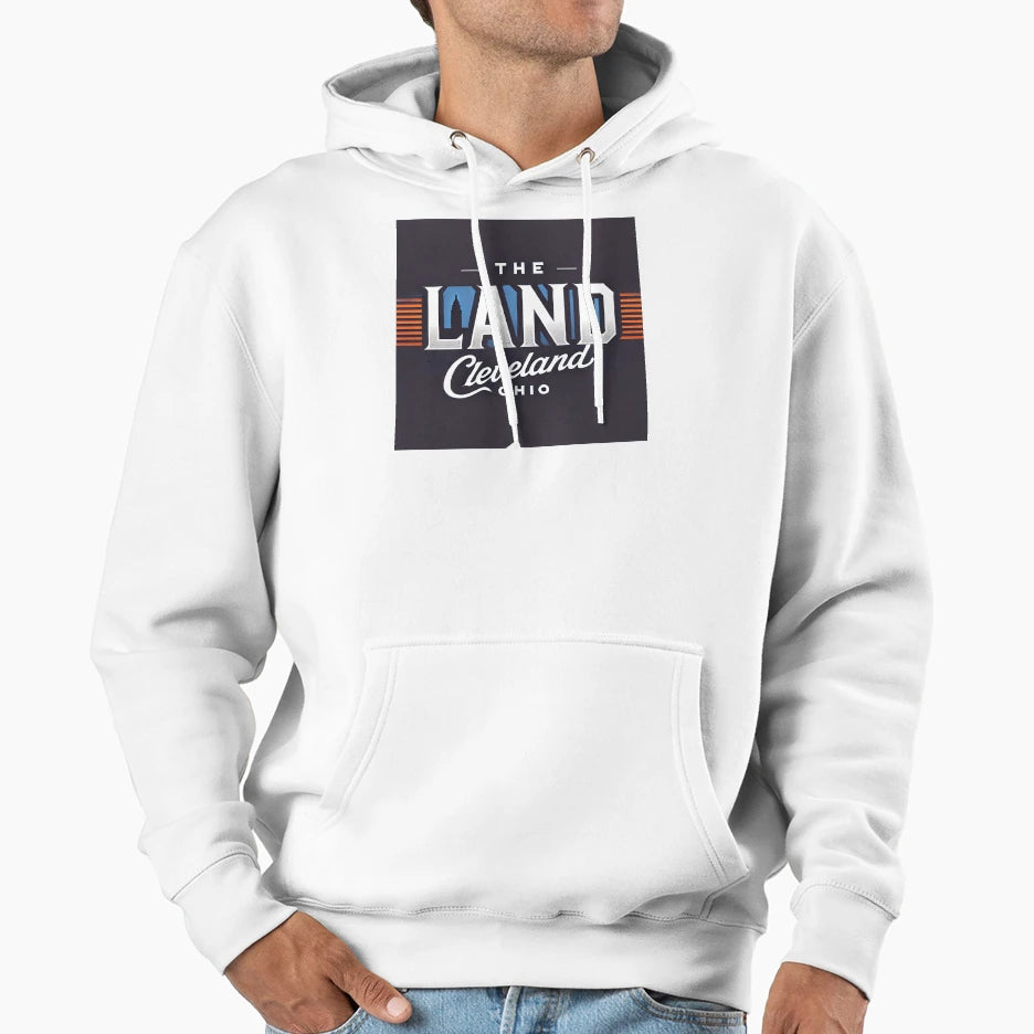Land Cleveland Ohio Bold Logo Hoodie - Minimalist Print for Adults - T-Shirt, Sweatshirt, Hoodie