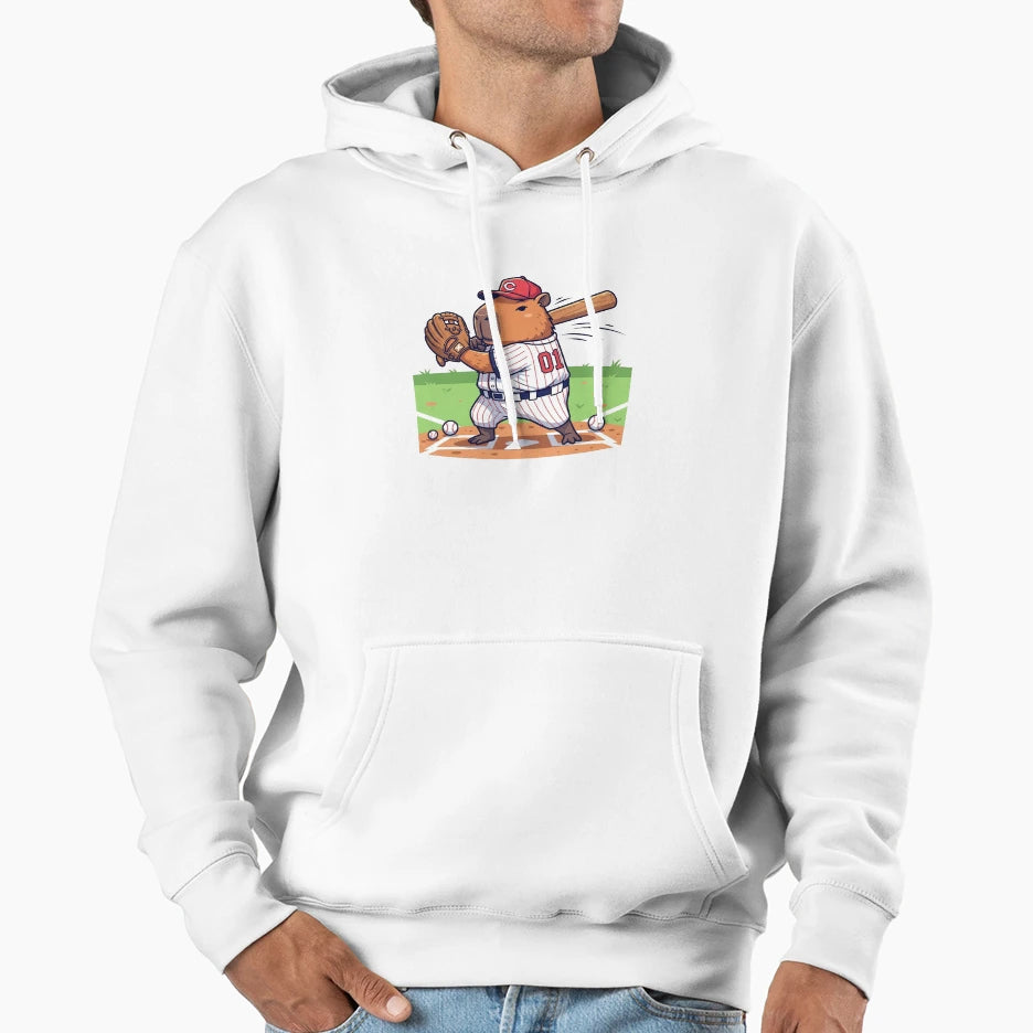Capybara Baseball Player Capybara Hoodie - Trendy Graphic Men Women - T-Shirt, Sweatshirt, Hoodie