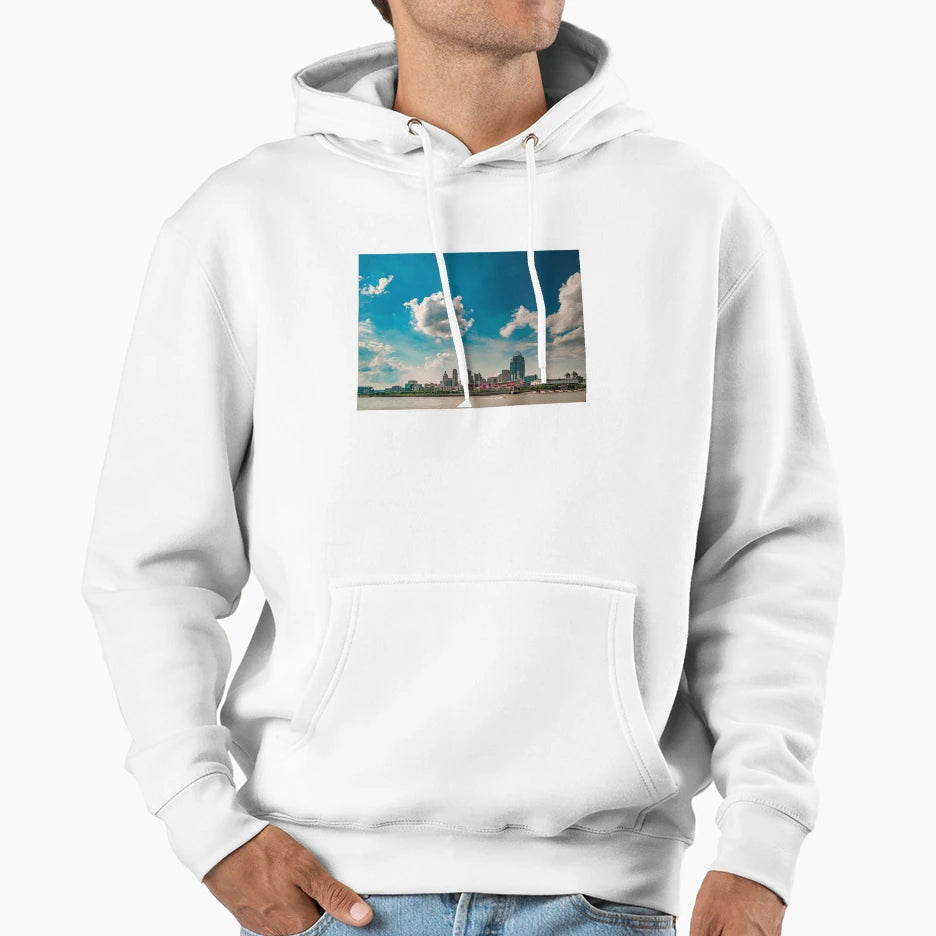 Cincinnati Ohio Reds Day Game And Skyline Hoodie - Novelty Apparel Unisex - T-Shirt, Sweatshirt, Hoodie