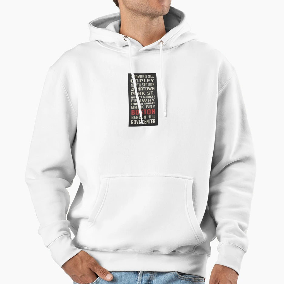 Boston Subway Stops Hoodie - Casual Everyday Wear Men Women - T-Shirt, Sweatshirt, Hoodie
