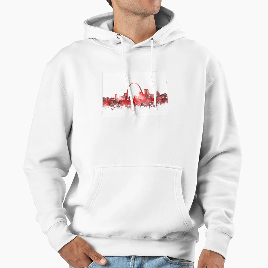 St Louis Skyline Red Hoodie - Custom Art Print for Adults - T-Shirt, Sweatshirt, Hoodie