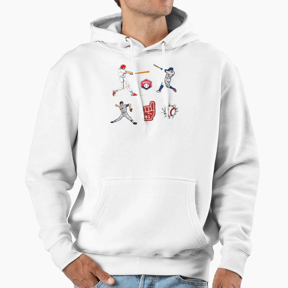 Illustrations Designed Baseball Fans Hoodie - Novelty Apparel Men Women - T-Shirt, Sweatshirt, Hoodie