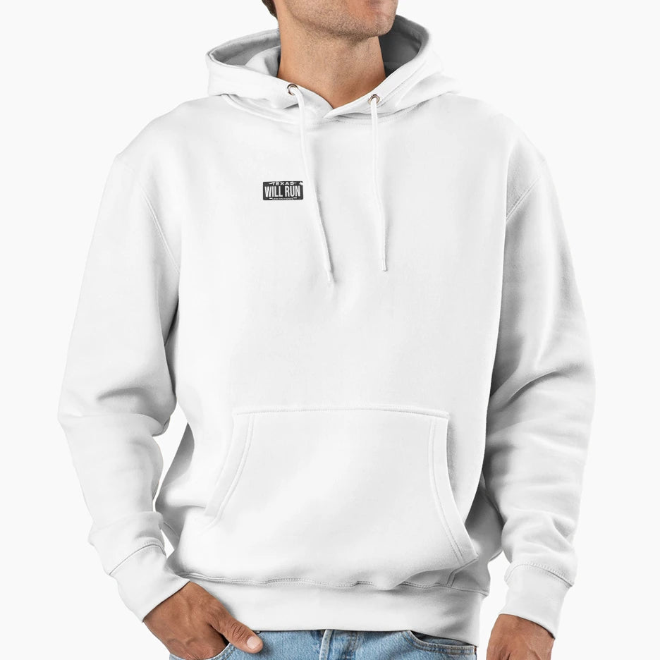 Will Run License Plate Hoodie - Trendy Graphic Unisex - T-Shirt, Sweatshirt, Hoodie