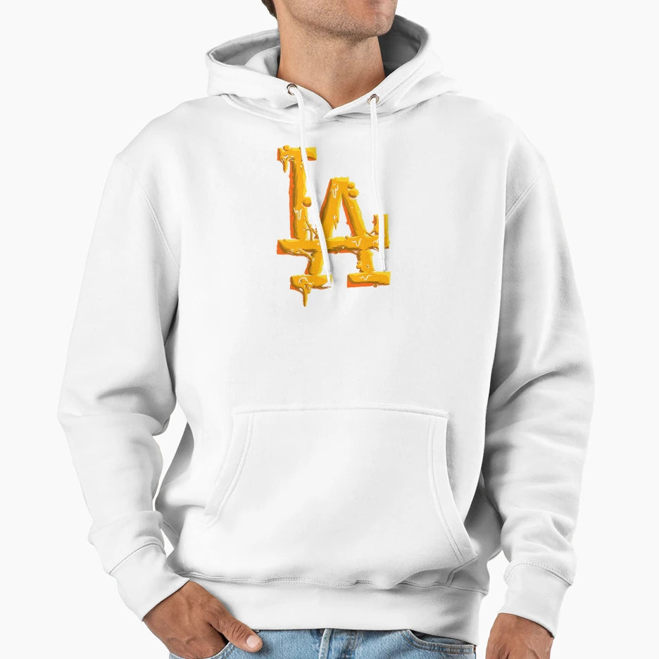 Melted Gold La Streetwear Emblem Hoodie - Fun Novelty Design for Adults - T-Shirt, Sweatshirt, Hoodie