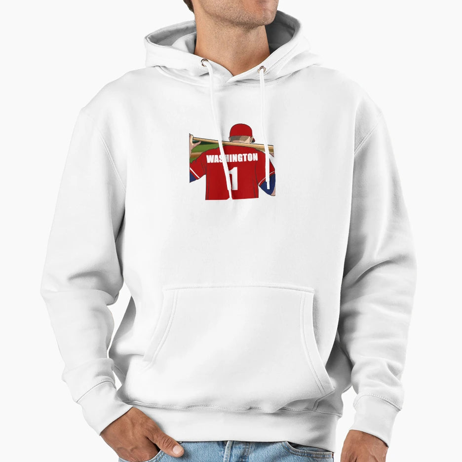 Washington Baseball Jersey Number 1 Hoodie - Fun Novelty Design for Adults - T-Shirt, Sweatshirt, Hoodie