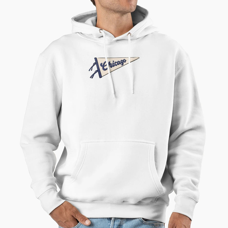Chicago Pennant Flag Hoodie - Aesthetic Graphic Unisex - T-Shirt, Sweatshirt, Hoodie