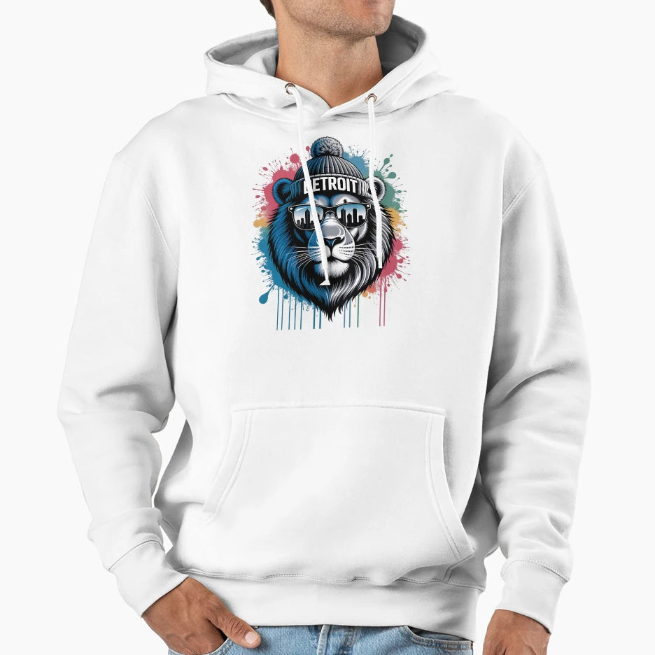 Detroit Lion Hoodie - Streetwear Style for Adults - T-Shirt, Sweatshirt, Hoodie