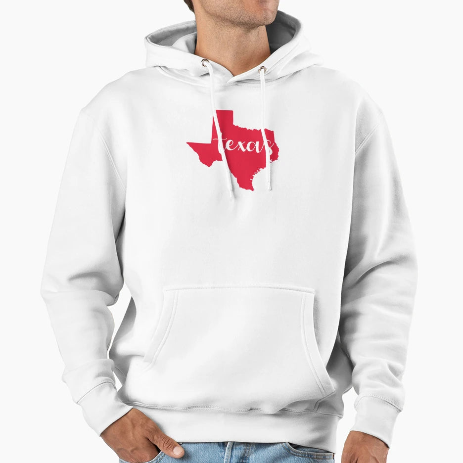 Red Texas Tx State Hoodie - Graphic Print Unisex - T-Shirt, Sweatshirt, Hoodie
