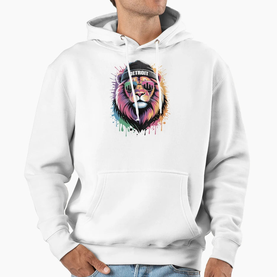 Detroit Lion Hoodie - Minimalist Print for Adults - T-Shirt, Sweatshirt, Hoodie